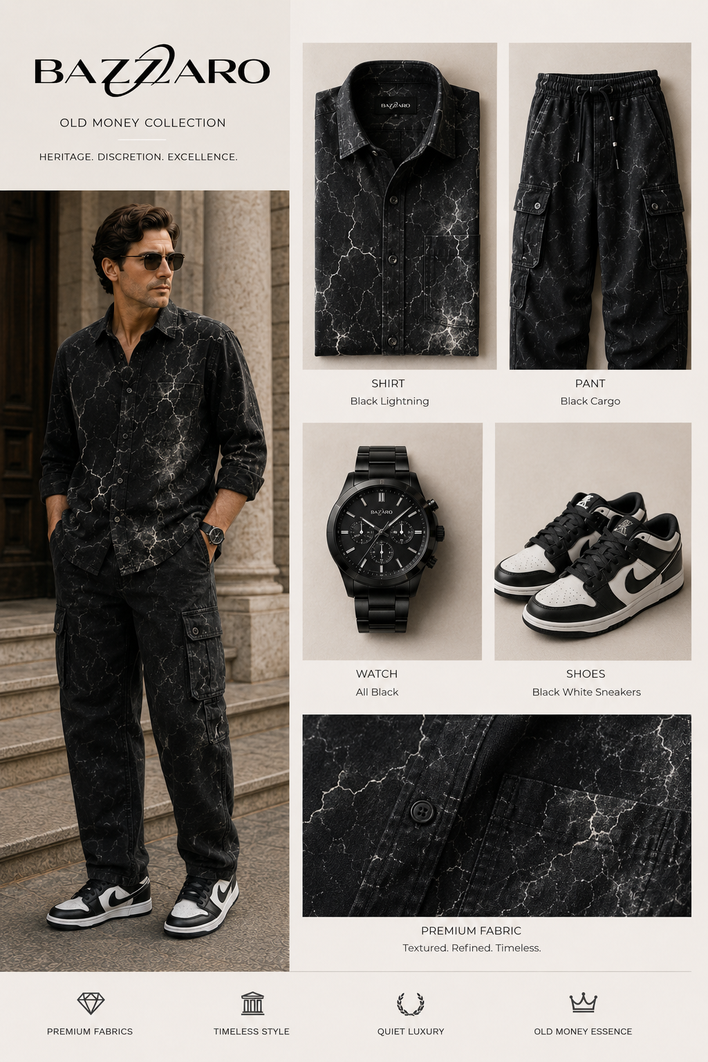 Black Shirt with Combo Pant (Watch & Shoes)